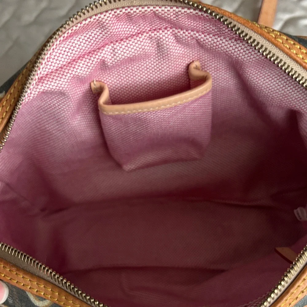 Dooney & Bourke Gray and Tan Logo Satchel